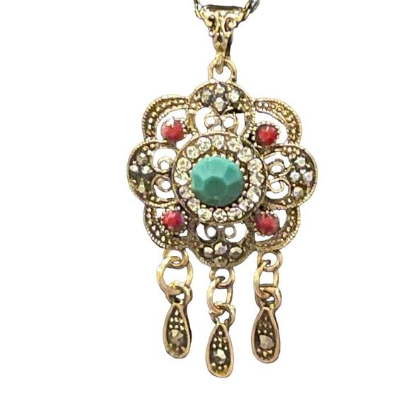 NWOT Turkish design set chain necklace and dangle earrings - Picture 3 of 9